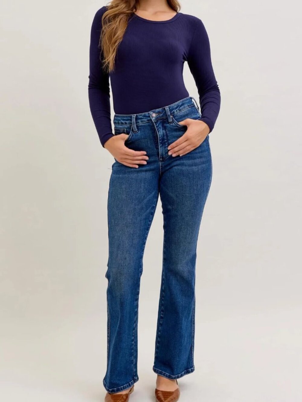 NWOT Judy Blue 3/26 Short High-Waist Tummy Control Bootcut Jeans
